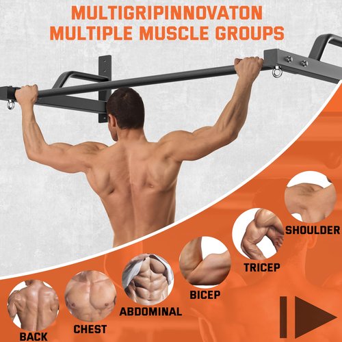 2025 Upgrade Pull Up Bar Wall Mounted - 600 lbs Heavy Duty Strength Training Pull-Up Bars, Ideal Rogue Pull Up Bar for Home and Commercial Gym, Easy Installation Chin Up Bar, Versatile Garage Pullup Bar