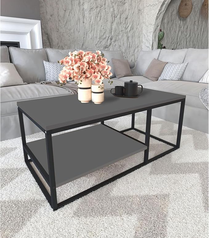 2-Tier Compact Coffee Table - Ideal Living Room Center Table with Storage
