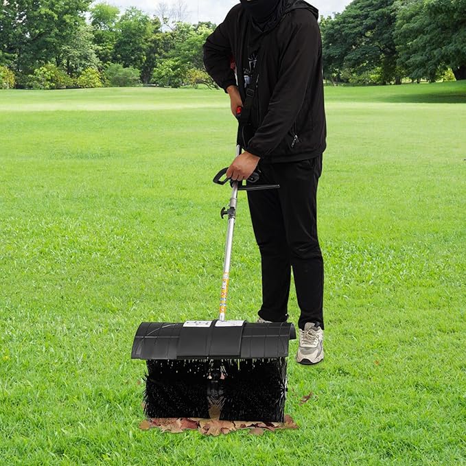 52CC 2 Stroke Gas Handheld Sweeper Broom, 2.3HP Gasoline Power Broom Walk Behind Sweeper Cleaning Driveway Tools, Outdoor Hand Held Gas Power Brooms for Snow Sweeping Driveway Turf Lawns