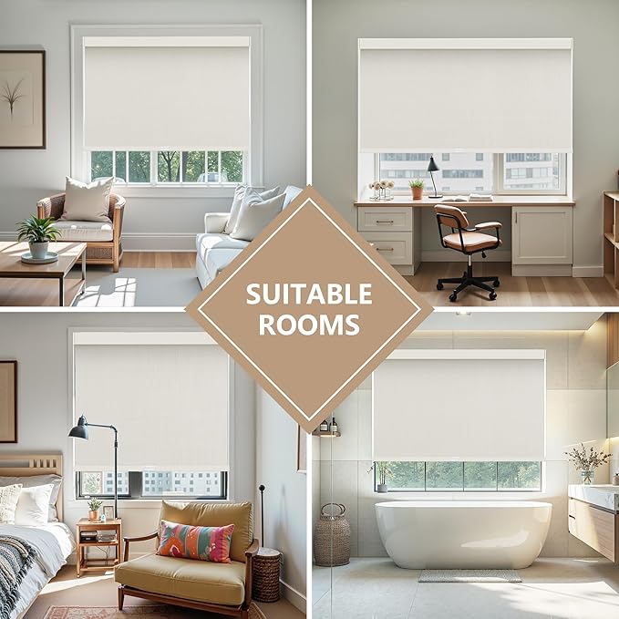 AOSKY Linen Roller Blinds Shades