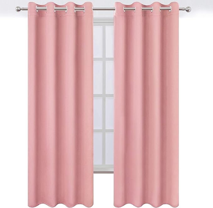 LEMOMO Baby Pink Bedroom Blackout Curtains/52 x 84 Inch Long/Set of 2 Curtain