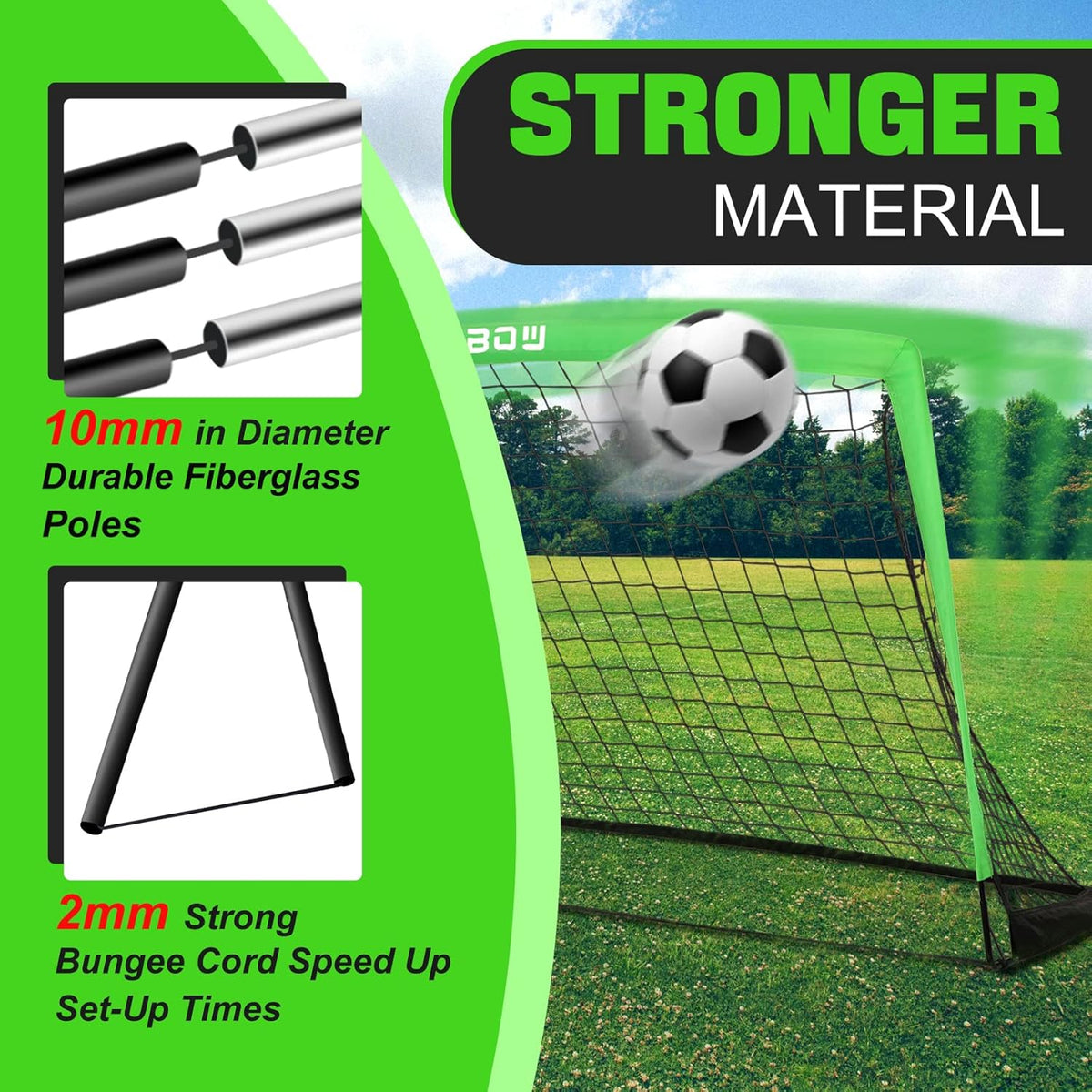 RUNBOW Kids Soccer Goal - 6x4 FT Portable Folding Net with Carry Bag for Backyard & Indoor Training