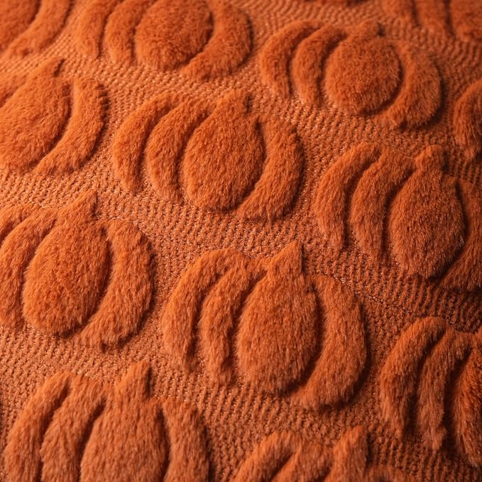 GEEORY Fall Pillow Covers 18 x 18 Inch Set of 2, Fall Decorations Pumpkins Soft Plush Fluffy Faux Fur Wool Decorative Autumn Thanksgiving Farmhouse Cushion Case for Sofa Rust GC001-18