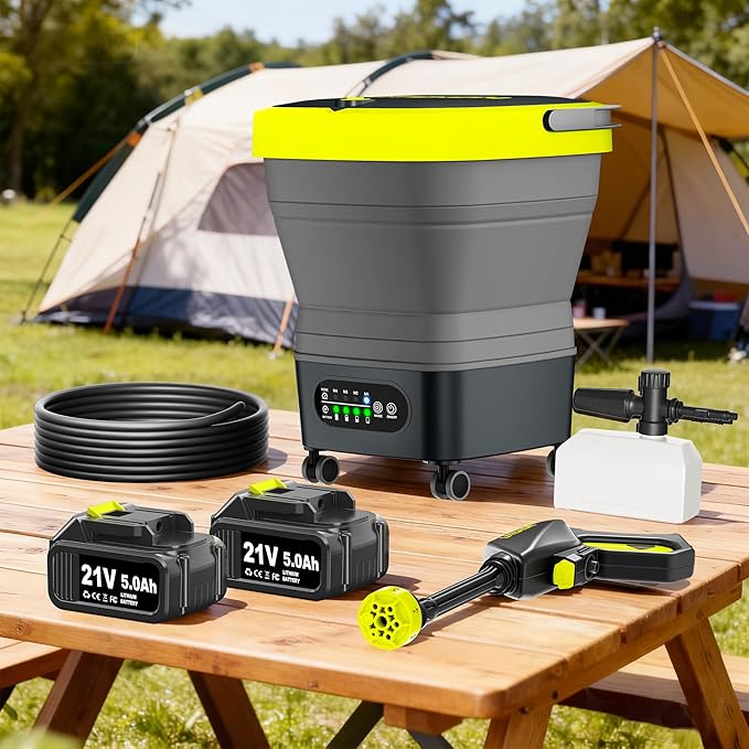 Litekon Cordless Washer,Foldable Washer with 4.5Gal Tank 10FT Hose