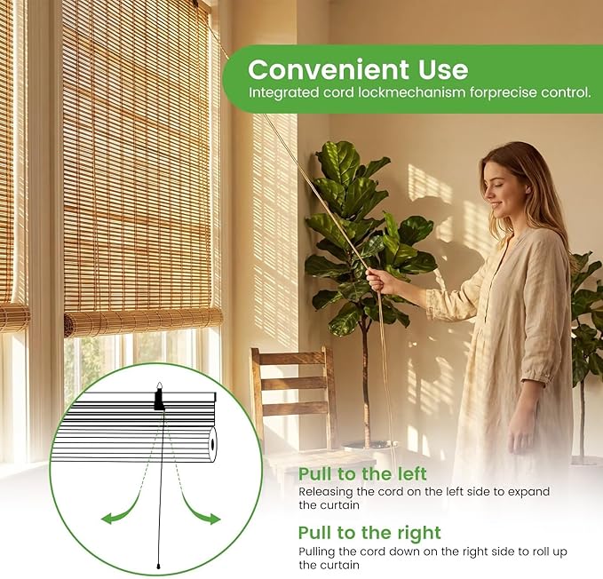 Bamboo Blinds, Custom Sizes Roller Shades