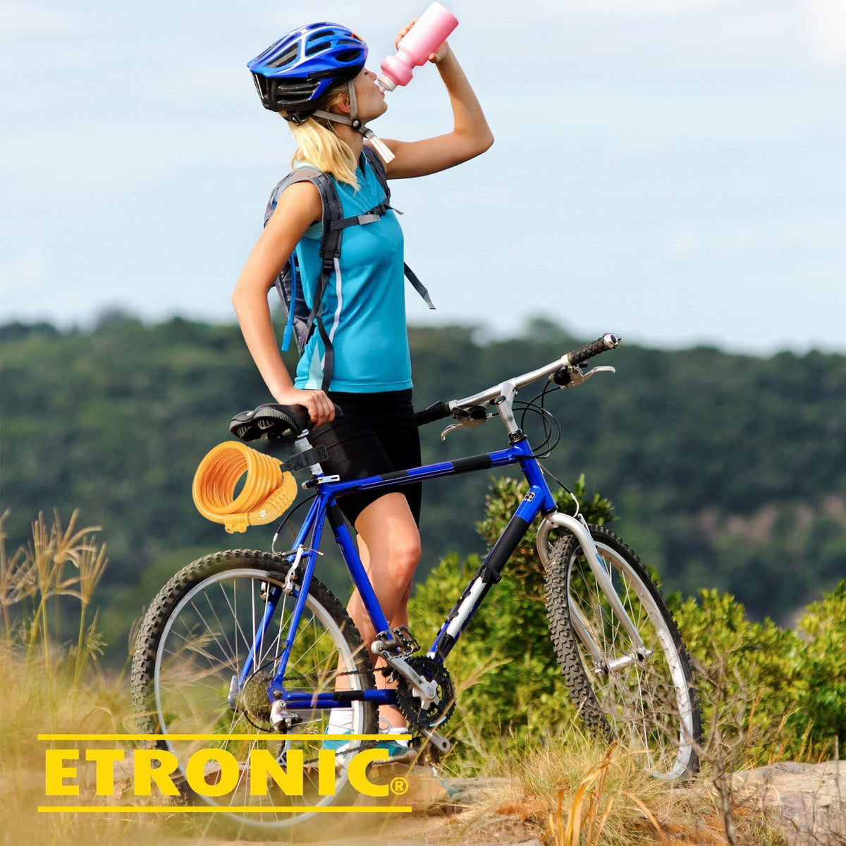 Secure Etronic 6ft Coiled Bike Lock - Resettable Combo Lock with Mounting Bracket