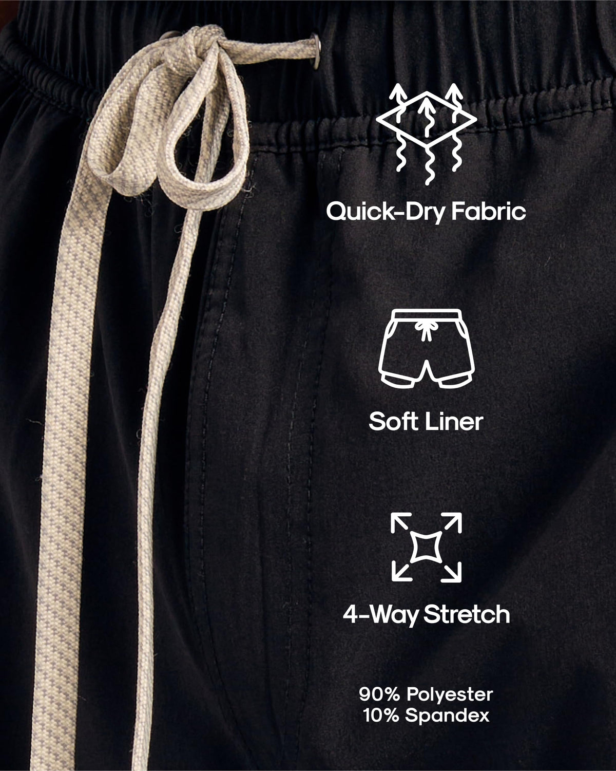 True Classic Novelty Mens Shorts – Gym Shorts for Men, Quick Dry Mens Athletic Short & Sweat Short for Workout and Running, 7.5" Quick Dry, Pack of 1, Black, L