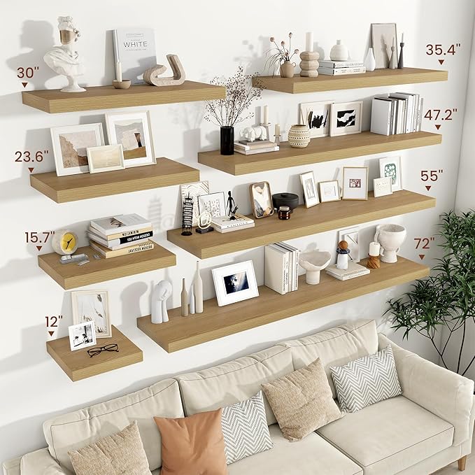 Vivelove 12 Inch Deep Floating Shelves 30 inch Long, 2 Inch Thick Wall Shelves