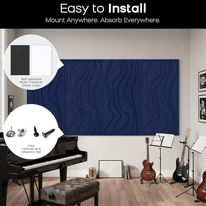 BUBOS 4 Pack Large Acoustic Panels, Total Size 47.2 x 23.6 Inches Soundproof
