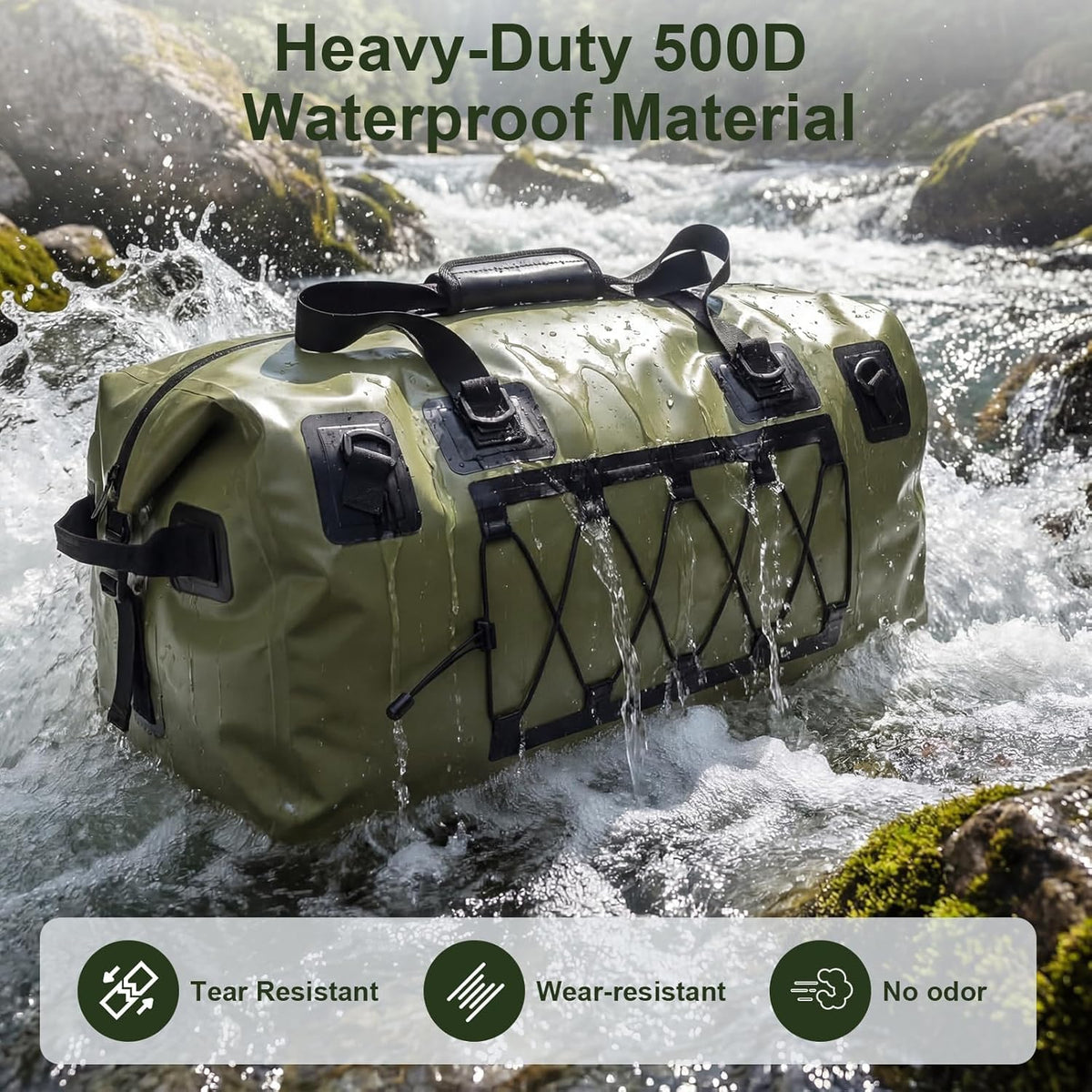 Skiennix Waterproof Duffel Bag - 70L Heavy-Duty Roll Top Design for Kayaking, Rafting & Camping
