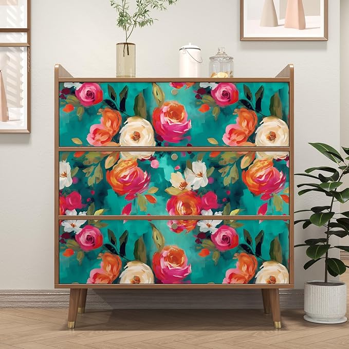 BOKEBEVE Bright Floral Wall Paper Watercolor Peel and Stick Wallpaper Oil