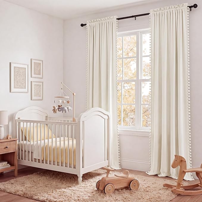 NICETOWN Ivory White Velvet Curtains 84" Long
