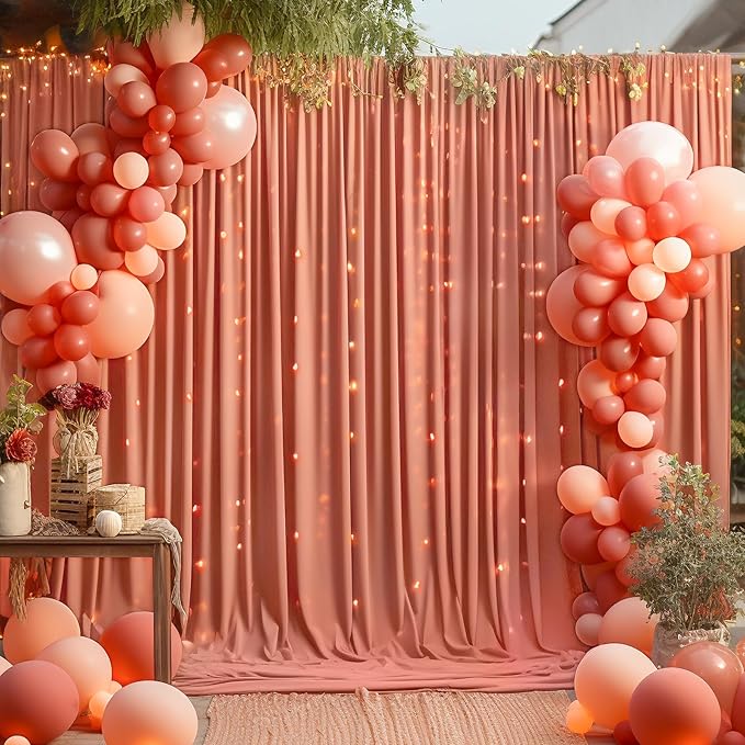 10x10 Rust Backdrop Curtain for Parties Wedding Wrinkle Free Red Photo Curtains Backdrop Drapes Fabric Decoration for Birthday Party Baby Shower Christmas 5ft x 10ft,2 Panels
