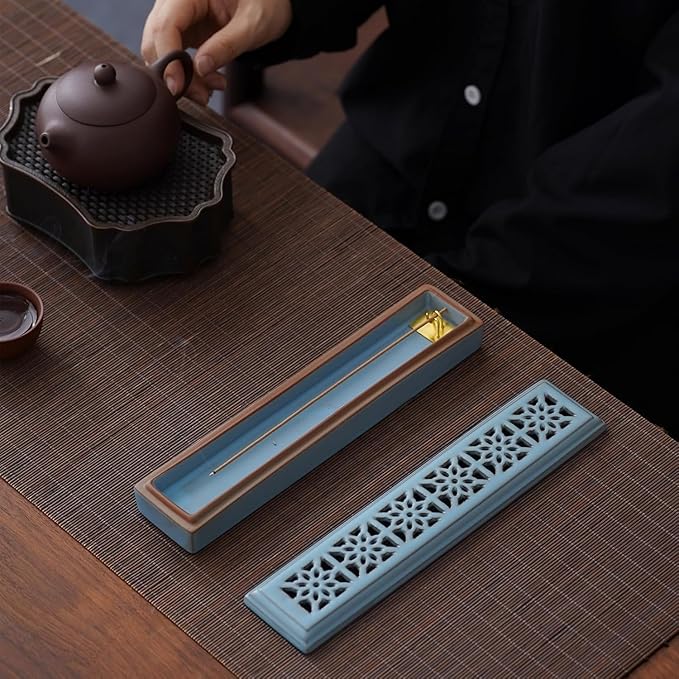 CEREMONY Incense Holder for Sticks，Ceramic Insence-Stick Holder Ash Catcher，Incense Holder Timkburner for Meditation Yoga Spa Room Decor