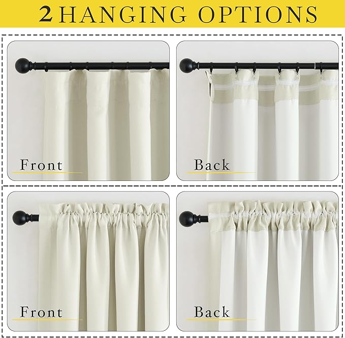 NICETOWN Thick Faux Linen Bedroom Curtains 108 inches Long, Room Darkening Dual