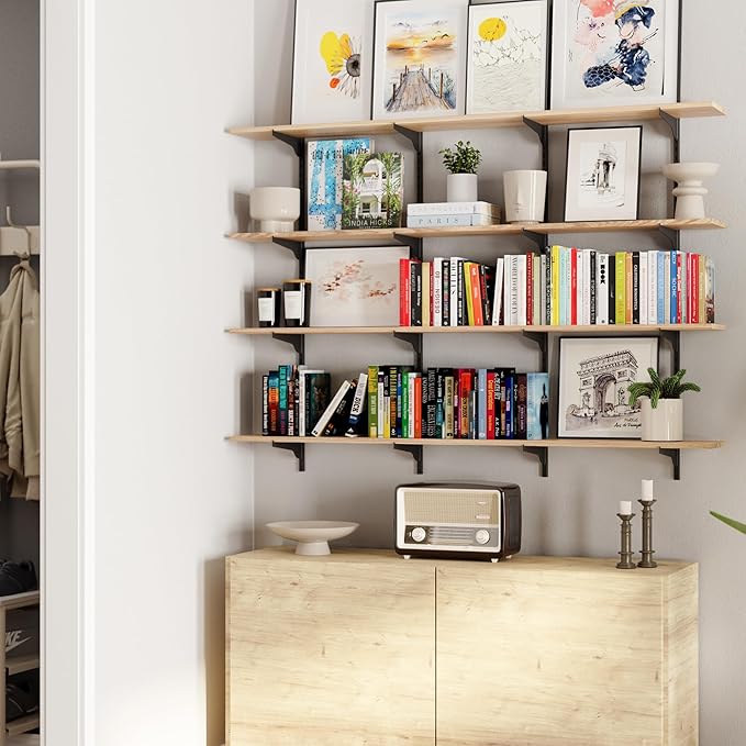 Wallniture Turin 60" Long Wall Bookshelf, Floating Shelves