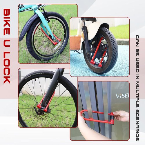 Bike U Lock - Heavy-Duty 4-Digit Combination U-Shaped Bicycle Lock for Ultimate Security