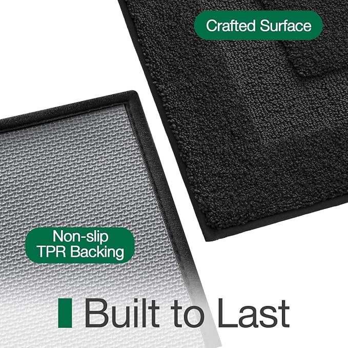 LUMI Ultra Soft Bathroom Rugs Non Slip with Rubber Backing, Absorbent Washable Bath Mat Quick Dry, Upgraded Premium Microfiber Plush Carpet for Bathtub and Shower Floor, Black, 24x36