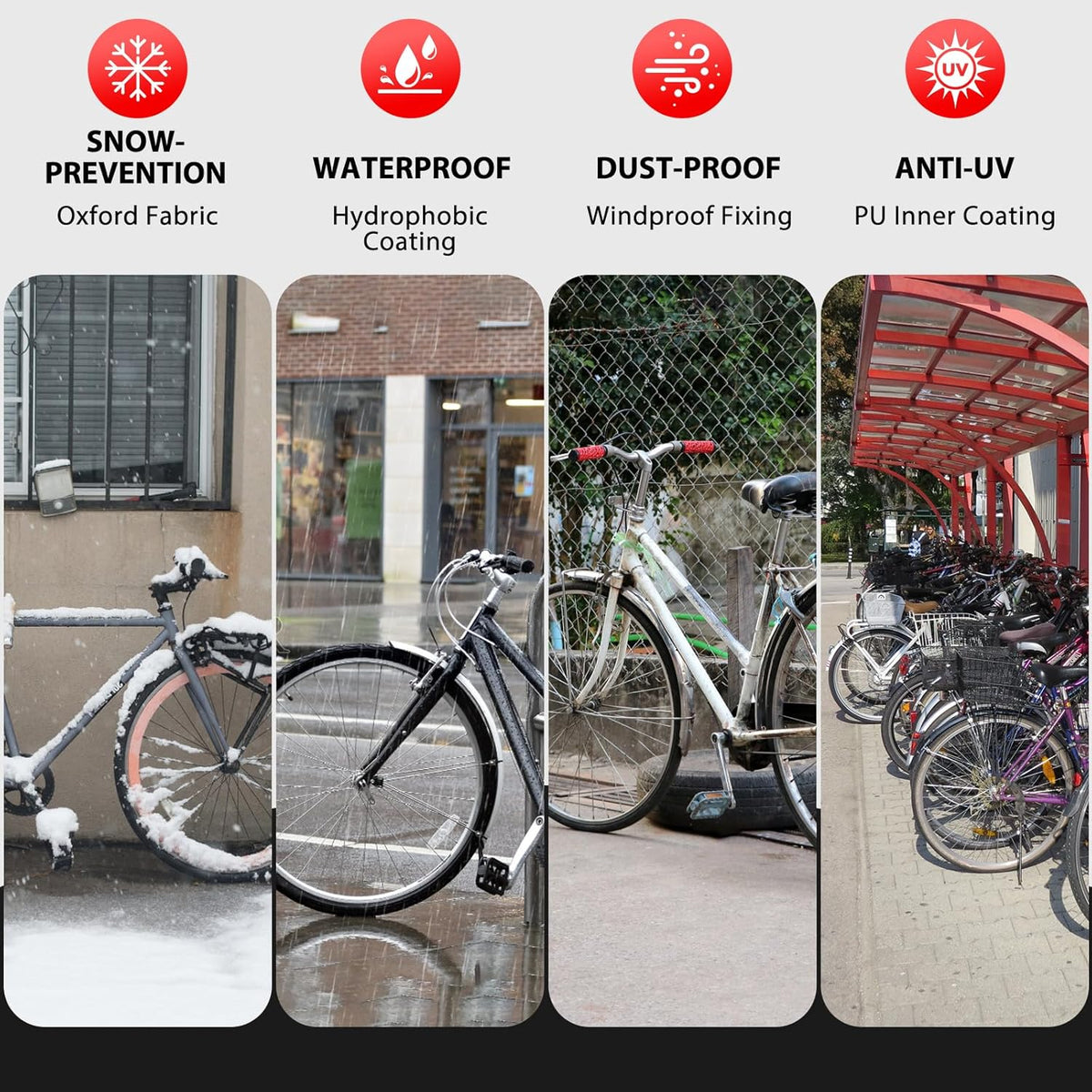 Topcrown Waterproof Bike Cover - Outdoor Storage for 3 Bikes | UV, Dust & Wind Proof, XXXL Black & Red