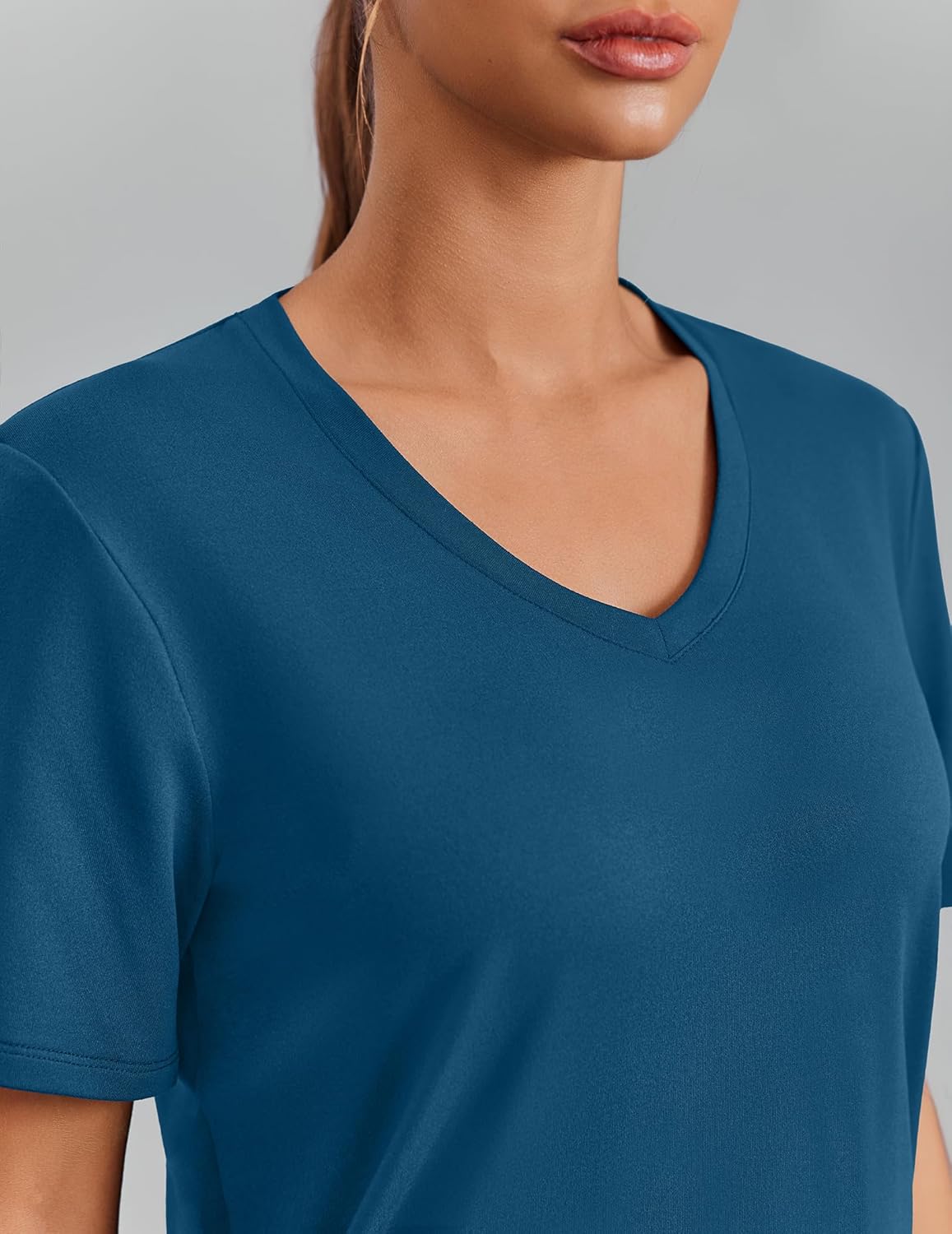 PINSPARK Soft Workout Tops for Women - Short Sleeve V-Neck with Moisture Wicking & UPF 50+ Sun Protection | Quick Dry Gym Shirts