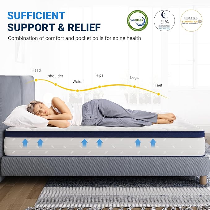 Avenco Twin Size Mattress, 10 Inche Twin Mattress in a Box for Pain Relief & Motion Isolation, CertiPUR-US Certified Twin Bed Mattress