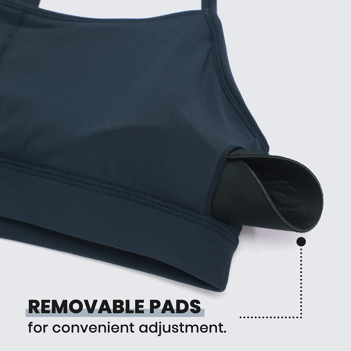 CRZ YOGA Butterluxe Y Back Sports Bras for Women - Padded Racerback Low Impact Spaghetti Thin Strap Workout Yoga Top True Navy Large
