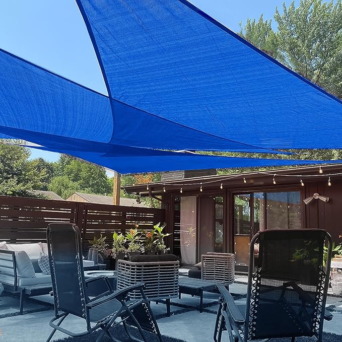LOVE STORY 13' x 13' x 18.5' Right Triangle Sun Shade Sail Sunshade Sail UV Block for Patio Garden, Blue