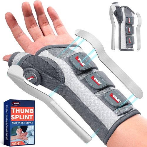 FEATOL Carpal Tunnel Wrist Brace - Night Support Thumb Spica Splint for De Quervains | Medium/Large, White/Pink