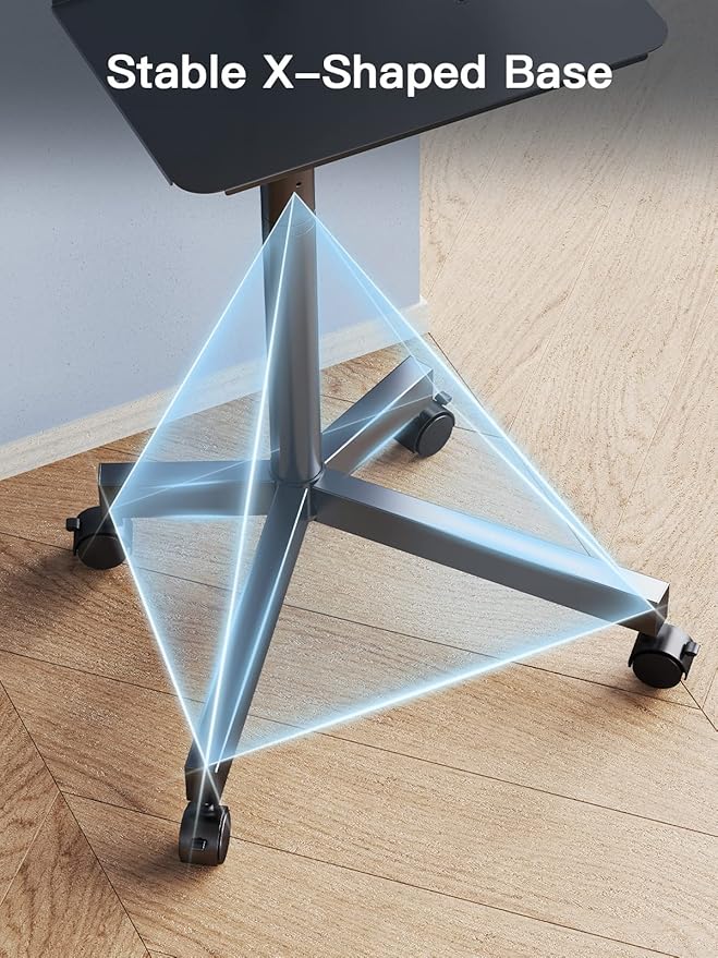PERLESMITH Rolling TV Stand on Wheels for 23-60 Inch Flat Curved Screen TVs, Mobile TV Cart Height - Adjustable with Shelf/Tray, Portable TV Stand Holds up to 55 lbs, Max VESA 400x400mm, PSTVMC04