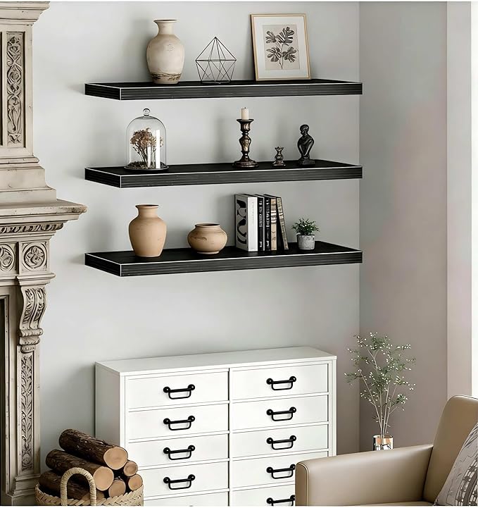 Vervida® Floating Shelves, 35.4 inch Wall Mounted Rustic Wood Shelves