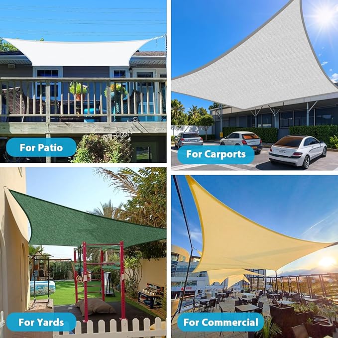 Amagenix Sun Shade Sail 12X25 Curved Edge Outdoor Shade Canopy Turquoise Mixed Breathable 95% UV Block Shade Cloth for Patio Garden Backyard (We Make Custom Size)