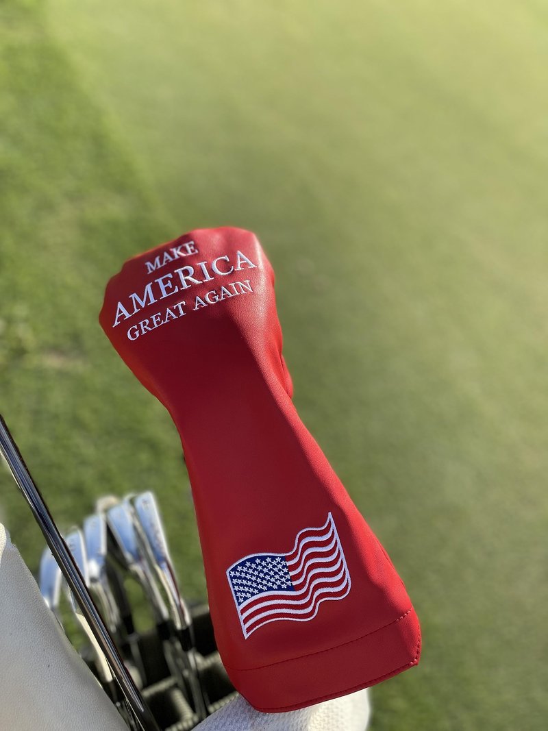 Wolph USA Driver Head Cover – Premium Leather, Iconic Red MAGA Hat Style – Trump-Inspired Funny Headcover – Trump Golf Accessories & Gift for Men and Women – Customize Your Bag.