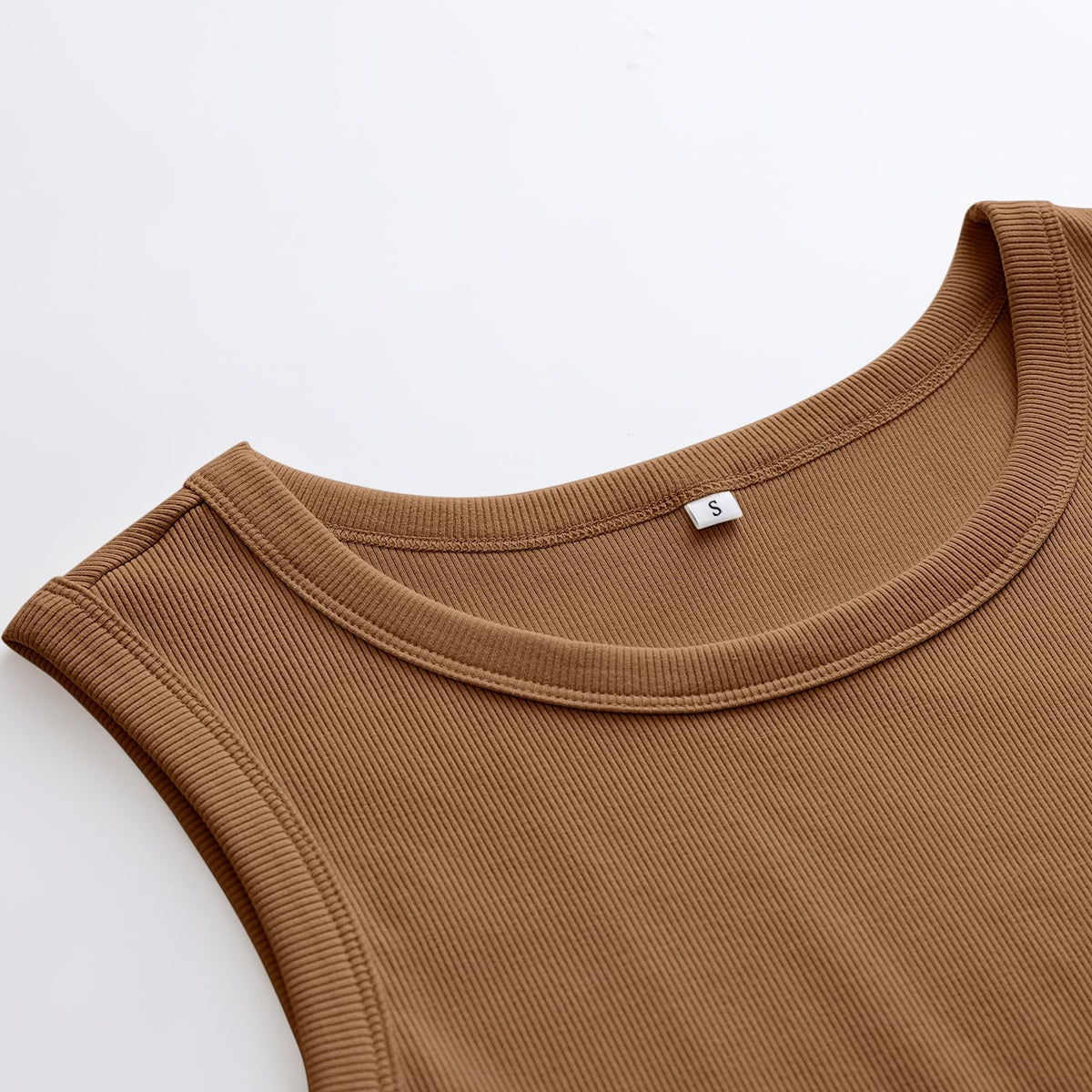 ANRABESS Womens Sleeveless High Neck Tank Tops Fashion Summer Casual Basic Slim Fit Ribbed Racerback Top Shirt Clothes Coffee Medium