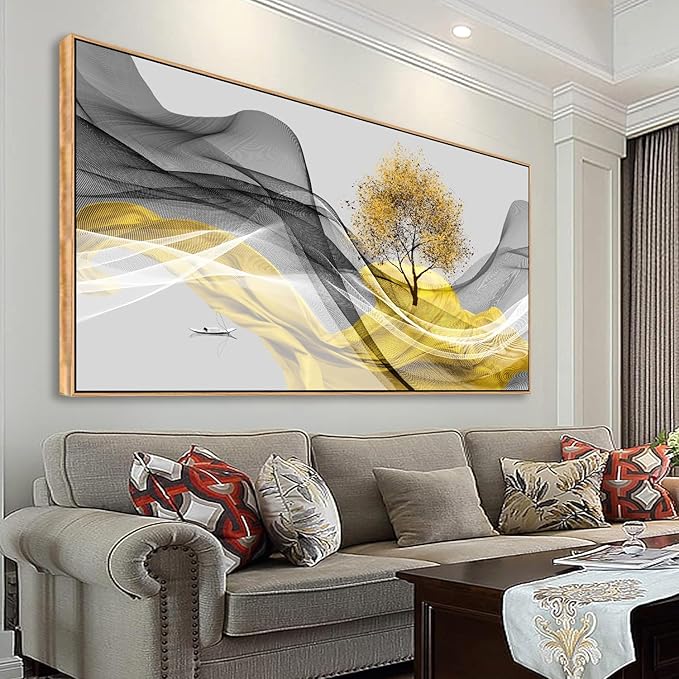Tucai Decor Framed Wall Art Canvas Modern Light Luxury Abstract Ink Landscape Painting Artwork– Waterproof Canvas Print Bedroom Wall Decor Home and Office Wall Art for living Room 30x60inch (Framed)