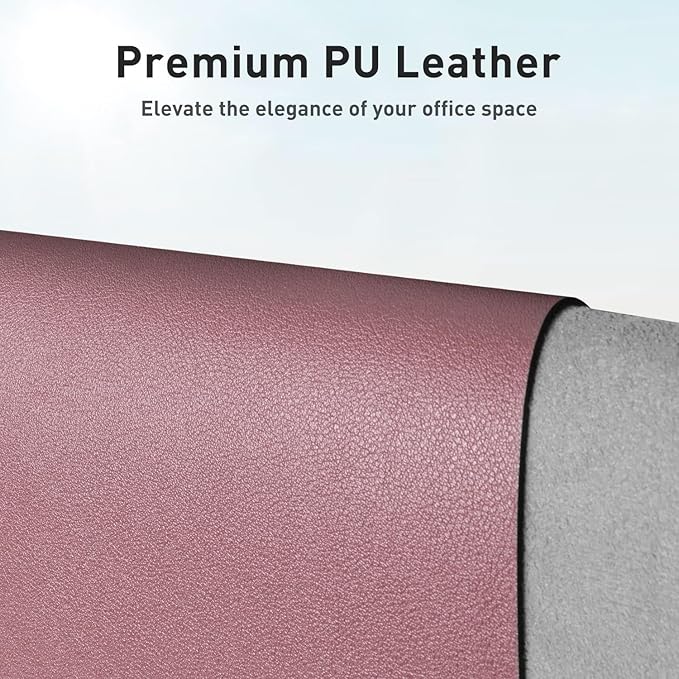 Aothia Faux Leather Desk Mat - Non-Slip PU Leather Desk Blotter, Waterproof Writing Surface, Large Desk Pad for Office & Home (Purple, 55" x 24")