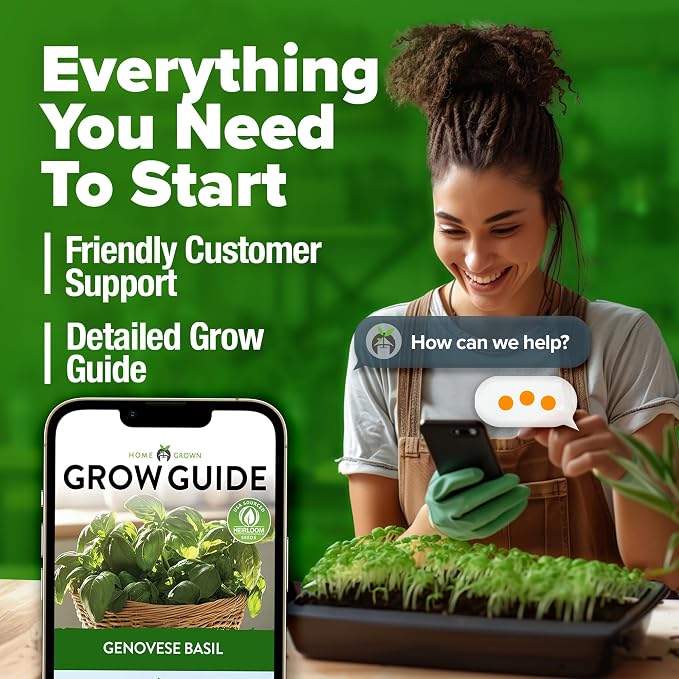 HOME GROWN Non GMO Genovese Basil Seeds Pack 1,750+ High Germination Heirloom Seeds (Ocimum basilicum) Herb Seeds for Planting Indoor & Outdoor Gardening, for Culinary Use