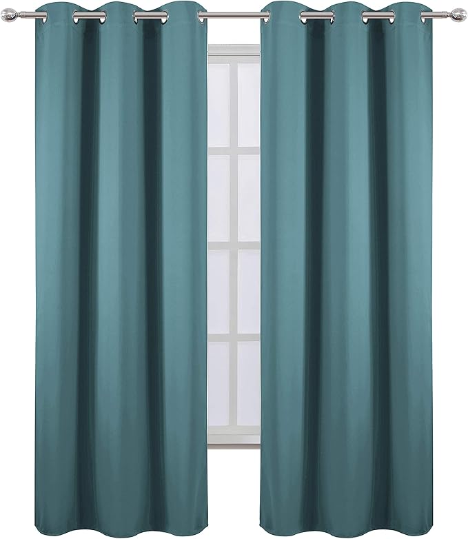 LEMOMO Sea Teal Thermal Blackout Curtains/38 x 84 Inch/Set of 2 Panels Room