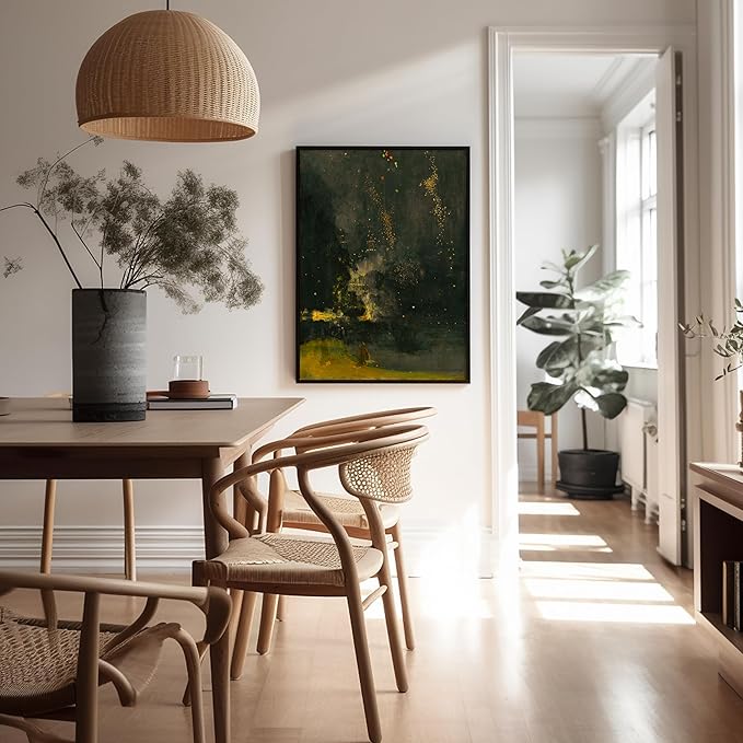Poster Master Vintage Nocturne in Black and Gold Painting Poster - Retro The Falling Rocket Print - Abstract Art - Moody Art - Landscape Art - Office or Living Room Decor, 24x32 Unframed Wall Art