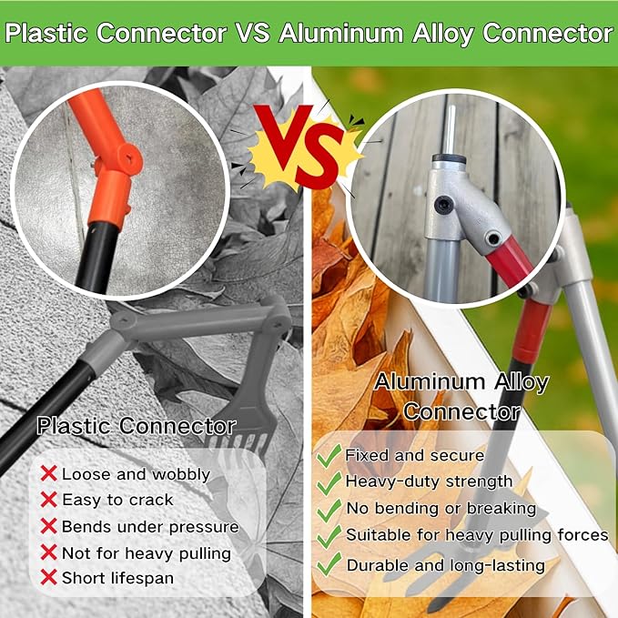 Heavy Duty Gutter Cleaning Tool, 10 Ft Leaf Gutter Cleaning Kit with Extension Pole Multifunctional Rake, Roof and Garden Debris Removal from Ground