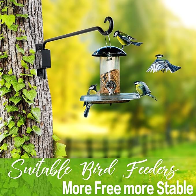Qiang Ni Plant Hanger Outdoor: 16 Inch Bird Feeder Bracket for Garden Patio Decor - 2 PCS Swivel Adjustable Wall Mount Plant Hook for Hanging Flower Baskets