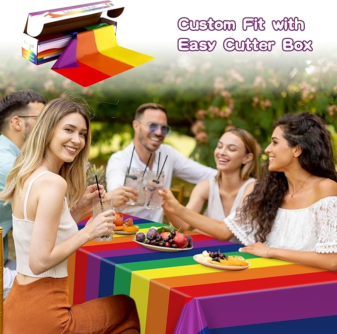 Kochorie 100 Ft x 54 Inch Rainbow Tablecloth Roll