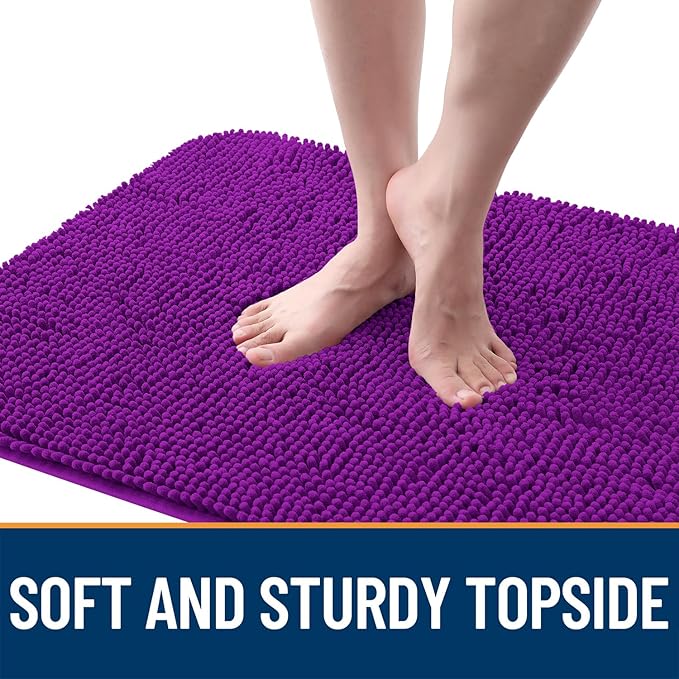 OLANLY Dog Door Mat for Muddy Paws 40x32, Absorbs Moisture and Dirt, Absorbent Non-Slip Washable Doormat, Quick Dry Chenille Mud Mat for Dogs, Entry Indoor Entryway Carpet for Inside Floor, Purple