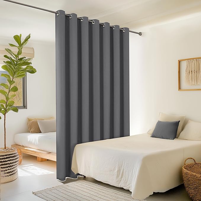ChrisDowa Room Divider Curtain 120 Inches Long, Wide Blackout Sliding Door