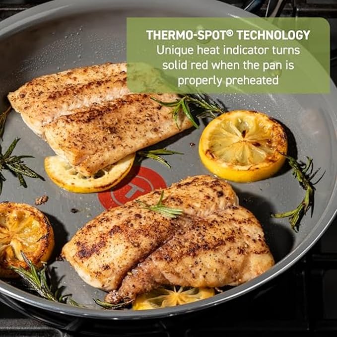 T-Fal Preserve Ceramic Non stick Frying Pan Skillet 12-inch, Oven Broiler Safe up to 350°F, Cookware, InoCeram Glide Technology, Frying Pan, Skillet Pots & Pans, Black