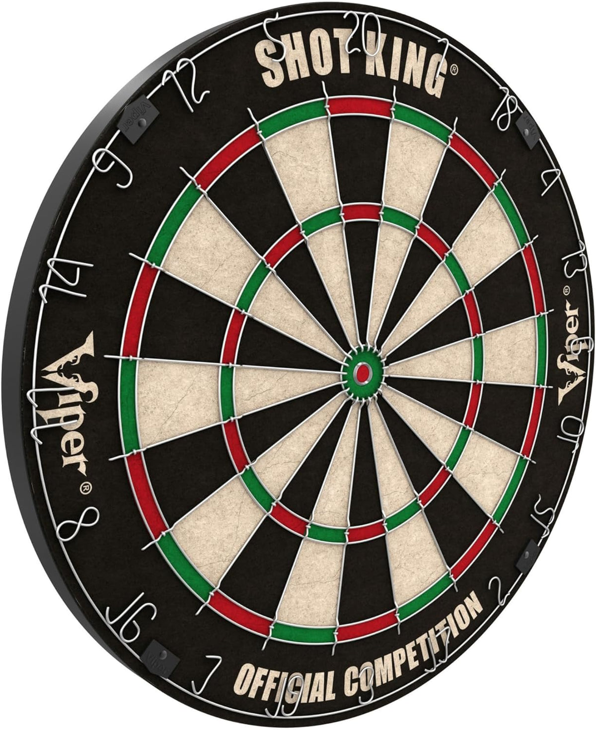 Viper by GLD Products Shot King Dartboard Set - Regulation Bristle Steel Tip with Rotating Number Ring & 6 Darts - Black