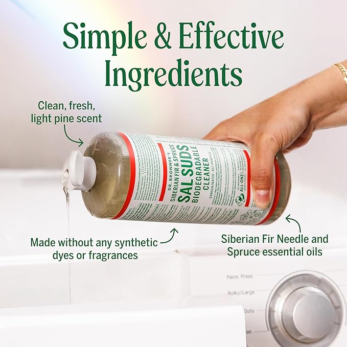 Dr. Bronner's Sal Suds Biodegradable Cleaner (32 oz) ?€? All Purpose Pine Mop Detergent for Floors, Laundry & Dishes, Multi-Surface Concentrate, Heavy-Duty Degreaser