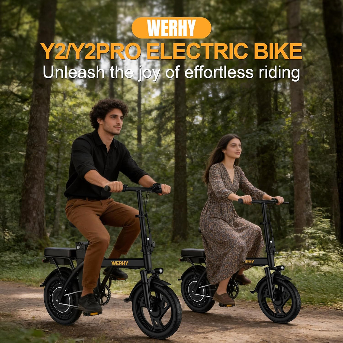 WERHY Electric Bike - 500W Motor, 22 MPH Max Speed, Folding Design, 14" Mini E-Bike for 30-50 Miles Range