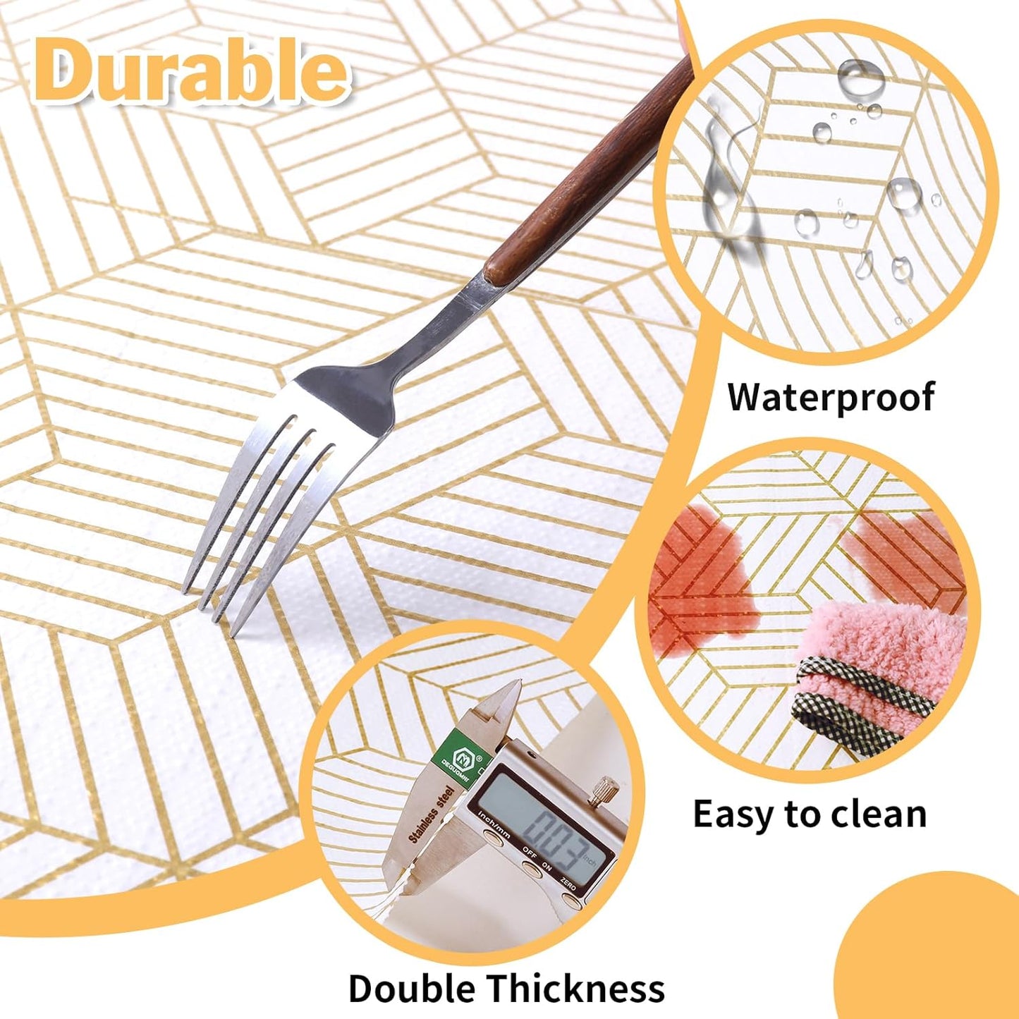 Shelf Liners for Kitchen Cabinets 11.8 x 236.2In Non Adhesive Shelf Liner Paper Non-Slip Thickened Drawer Liner Easy to Clean for Tool Box Refrigerator with Knife and Tape Measure, Gold Geometric