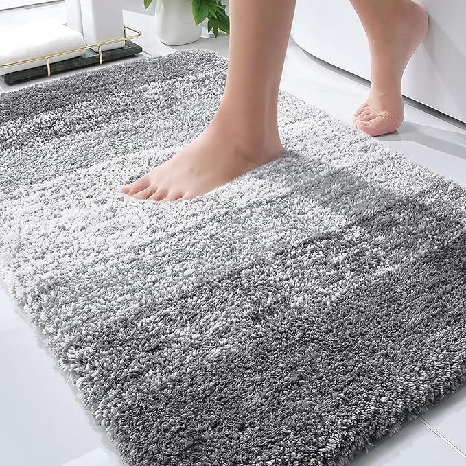 OLANLY Bathroom Rugs Mat 36x24, Extra Soft Absorbent Microfiber Bath Rugs, Rubber Backing, Quick Dry, Machine Washable Bath Mats for Bathroom Floor, Tub and Shower, Home Decor Accessories, Grey