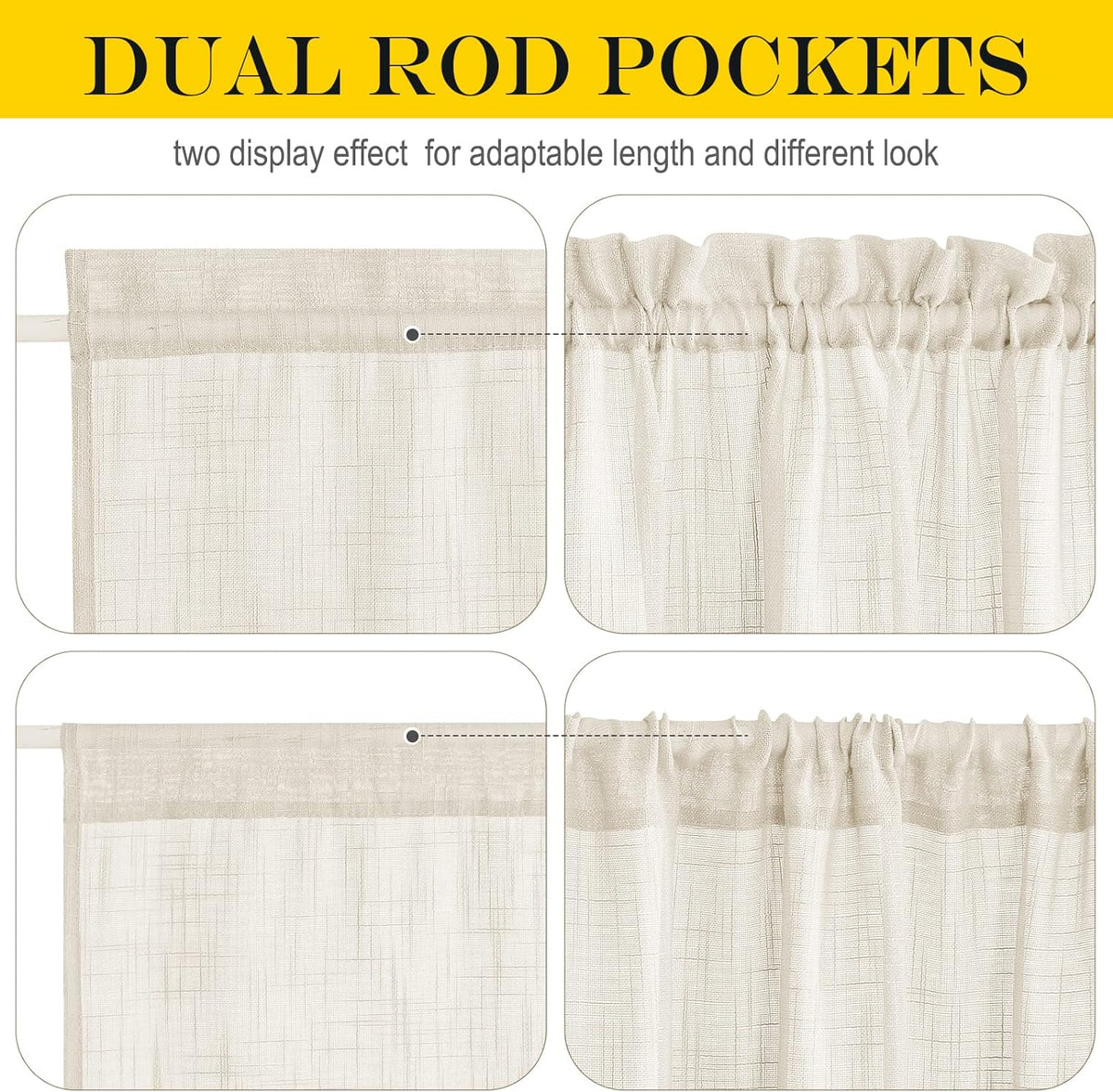 NICETOWN Side Door Front Curtains for Small Window, Privacy Door Shades for Sidelight Curtains, Light Filter Privacy Side Window Drapes, W36 X L72, Beige, 1 Panel